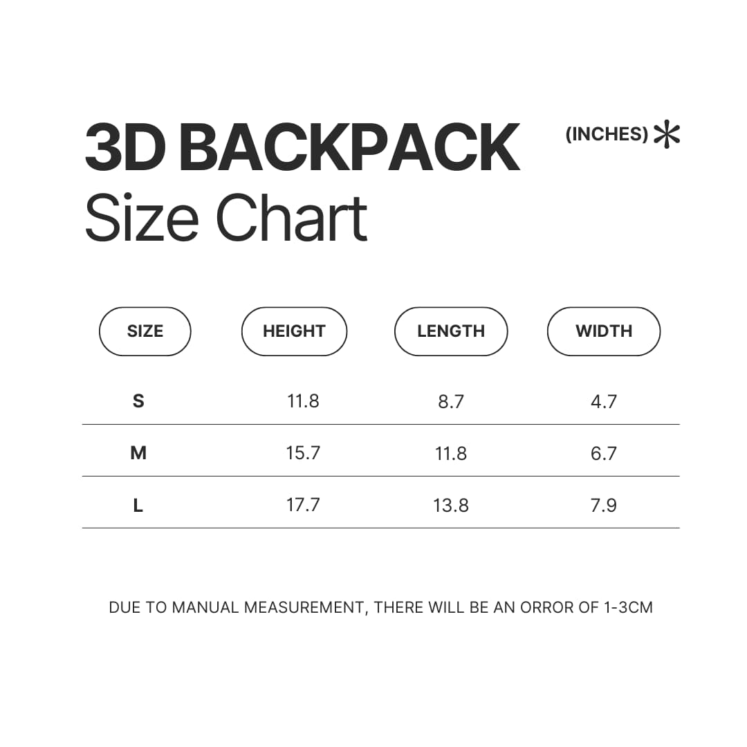 3D Backpack Size Chart - Steins;Gate Merch