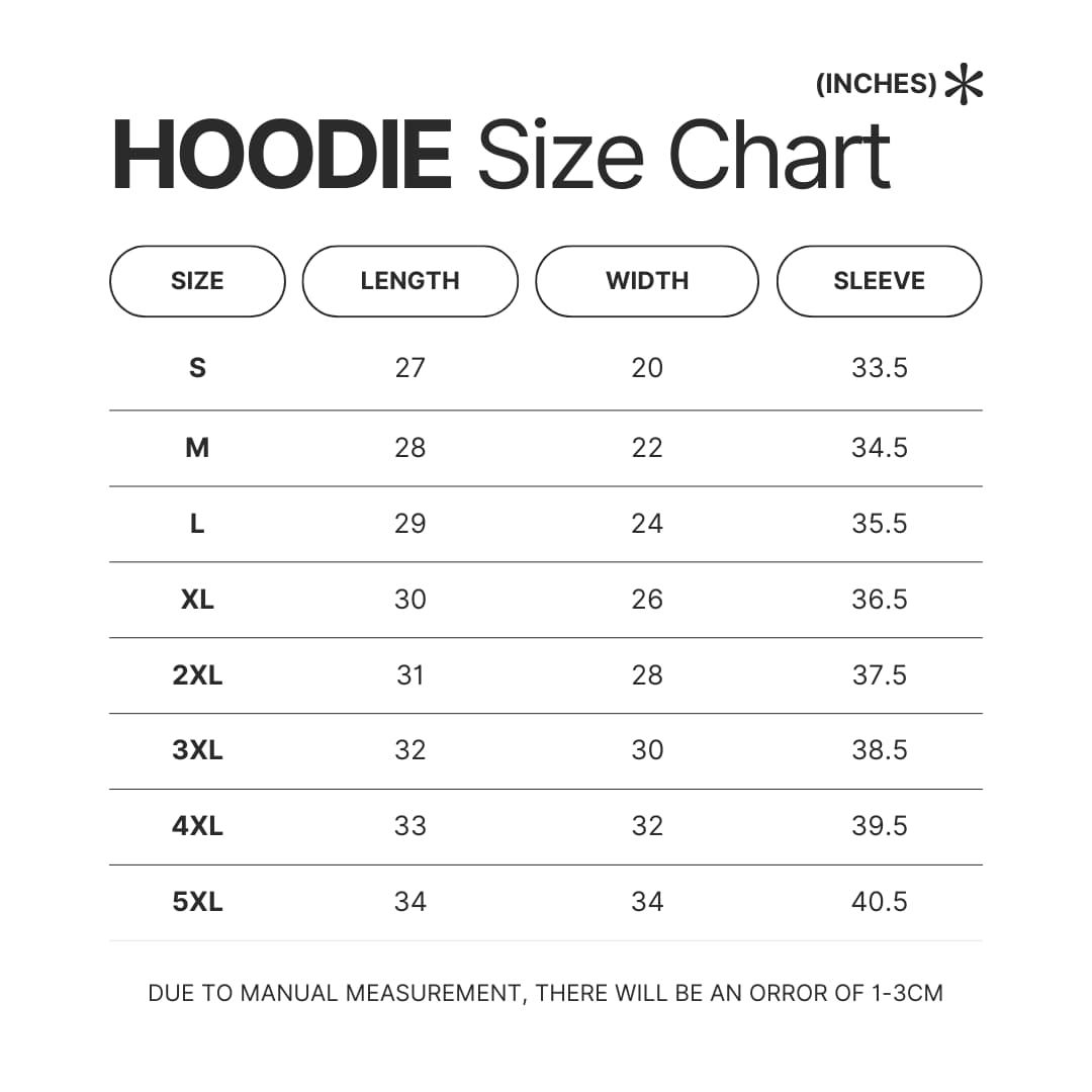Hoodie Size Chart - Steins;Gate Merch