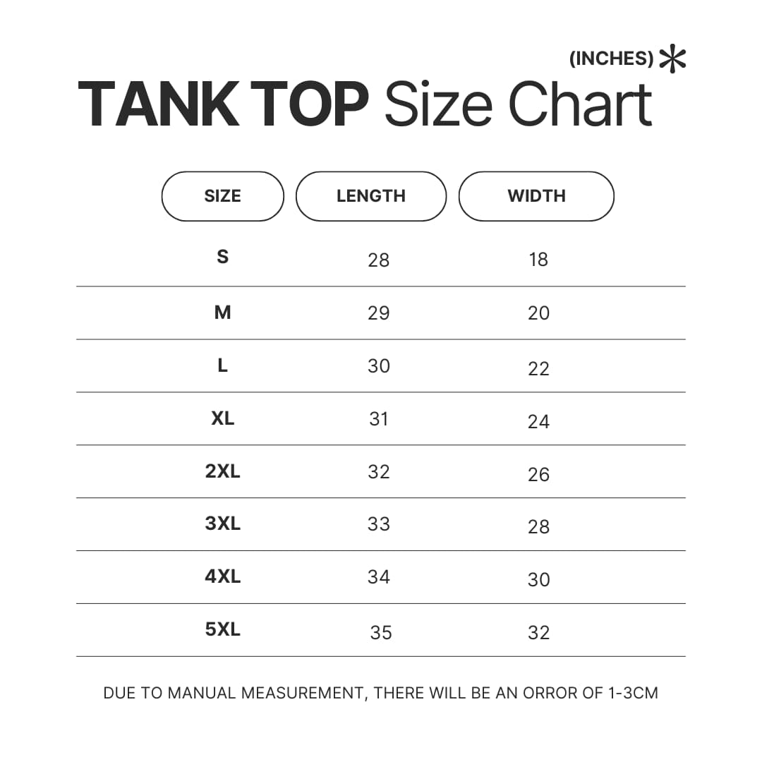 Tank Top Size Chart - Steins;Gate Merch
