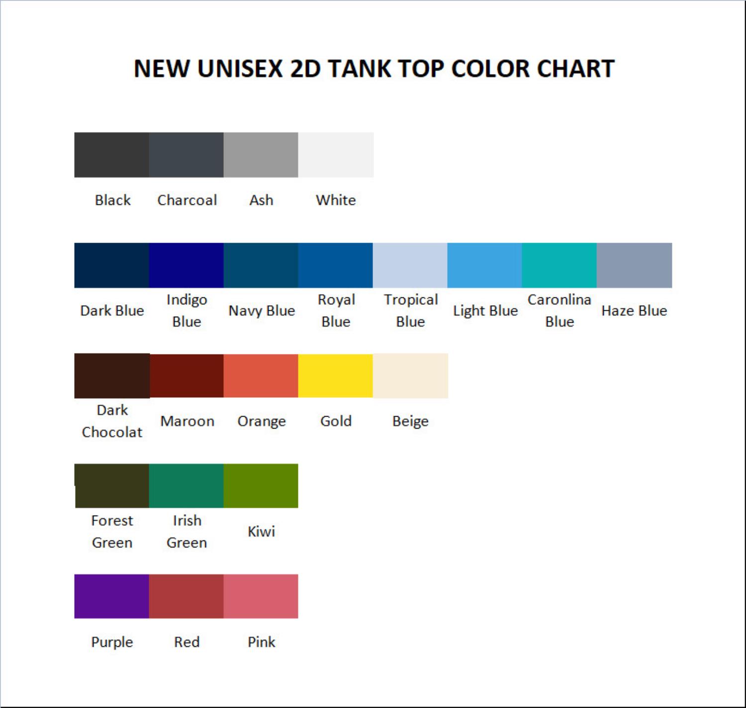 tank top color chart - Steins;Gate Merch